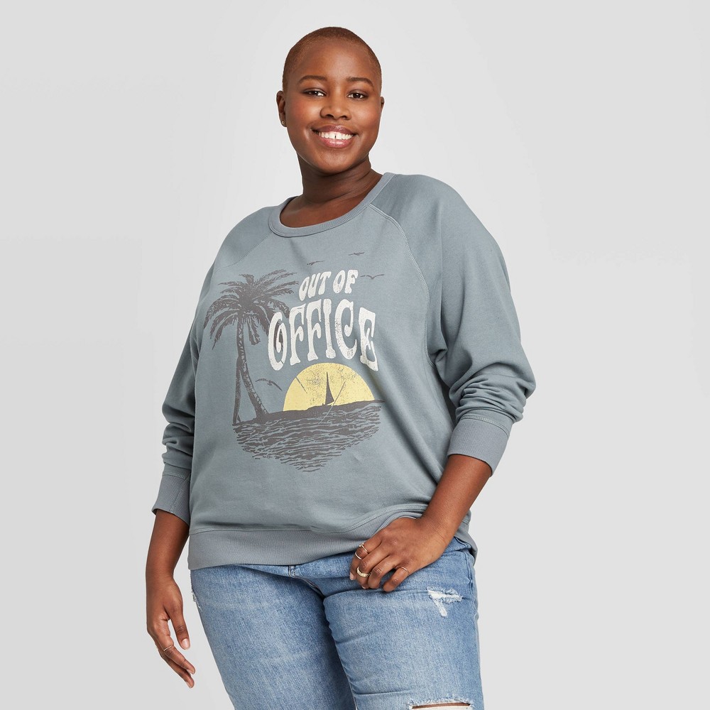 Women's Plus Size Out of Office Graphic Sweatshirt - Grayson Threads (Juniors') - Blue 3X was $19.99 now $13.99 (30.0% off)