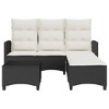 vidaXL 3 Piece Patio Sofa Set with Cushions L-shaped Couch Set Poly Rattan - Black and Cream - 4 of 4