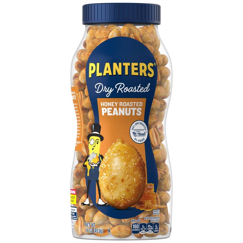 Planters Honey Dry Roasted Peanuts - 16oz, 1 of 10
