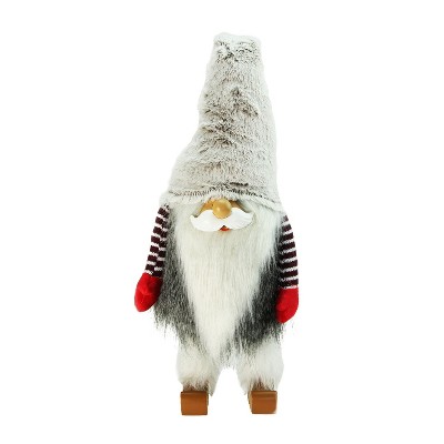 Northlight 29.5" White and Brown Plush Bobble Nordic Santa Christmas Gnome Tabletop Figure