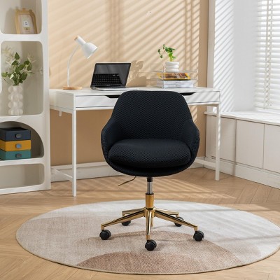Desk Chairs With Wheels Comfortable Swivel Home Office Chairs With Gold Metal Base-The Pop Home