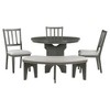 XIYUYEU Round Dining Table Set for 4 Round Table with Curved Bench, 3 Side Chairs for Dining Room - 2 of 4