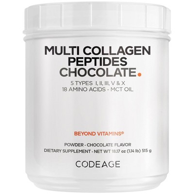 Codeage Keto Collagen Protein Powder Chocolate - Hydrolyzed Multi Collagen Peptides + MCT Oil - 18.17 oz