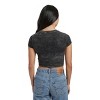 Shrek Character Logo Women's Black MIneral Wash Crew Neck Short Sleeve Cropped Baby Tee - 3 of 4