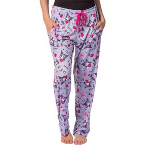 Kuromi Women's Punk Rabbit Allover Print Design Adult Lounge Pajama Pants - 1 of 4