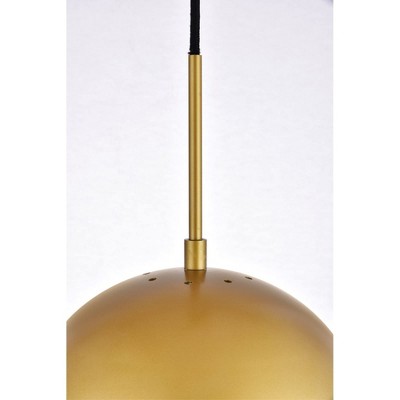 Elegant Lighting Eclipse 1 Light Brass Pendant With Frosted White Glass