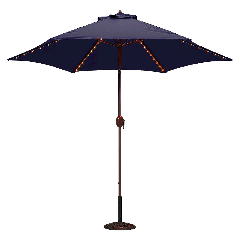 9' Aluminum LED Lighted Crank Lift Patio Umbrella - Galtech