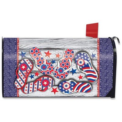 Briarwood Lane Mailbox Cover  - Standard Size - Freedom Flip Flops Summer For Summer Mailbox Cover