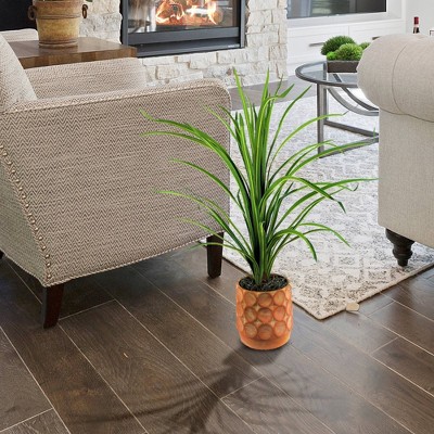 38" Green Faux Dracaena Plant in Terracotta Cement Planter