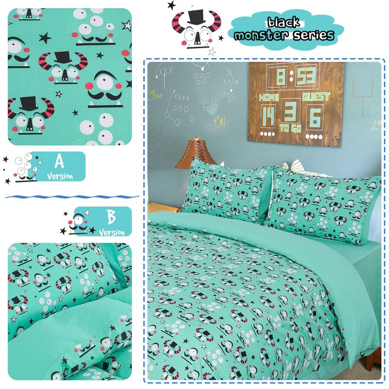 PiccoCasa Kids Polyester Alien Cartoon Series Pattern Bedding Set with 2 Pillowcases 5 Pcs, 4 of 6