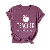 Simply Sage Market Teacher Vibes Cursive Apple Short Sleeve Tee - S - Plum - 3 of 4