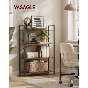 4 - Tier Industrial - Style Tall Bookshelf. Measures 11.8 x 31.5 x 47 inches. Perfect for living rooms, home offices,Honey Brown and Black - 1 of 4