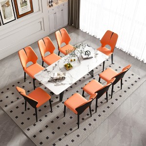 Hooseng 79" Dining Table for 6-8 People, Modern White Rectangular Kitchen Table with Marble Tabletop, Modern Long Dining Room Tables with 8 Chairs - 1 of 4