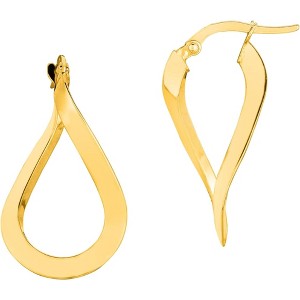 14k Yellow Gold or White Gold 29mm Teardrop Twist Freeform Earrings - 1 of 4