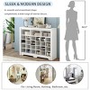 Sleek Design 24 Shoe Cubby Console, Modern Shoe Cabinet with Curved Base, Modern Shoe Racks-Cuddlewood - 3 of 4