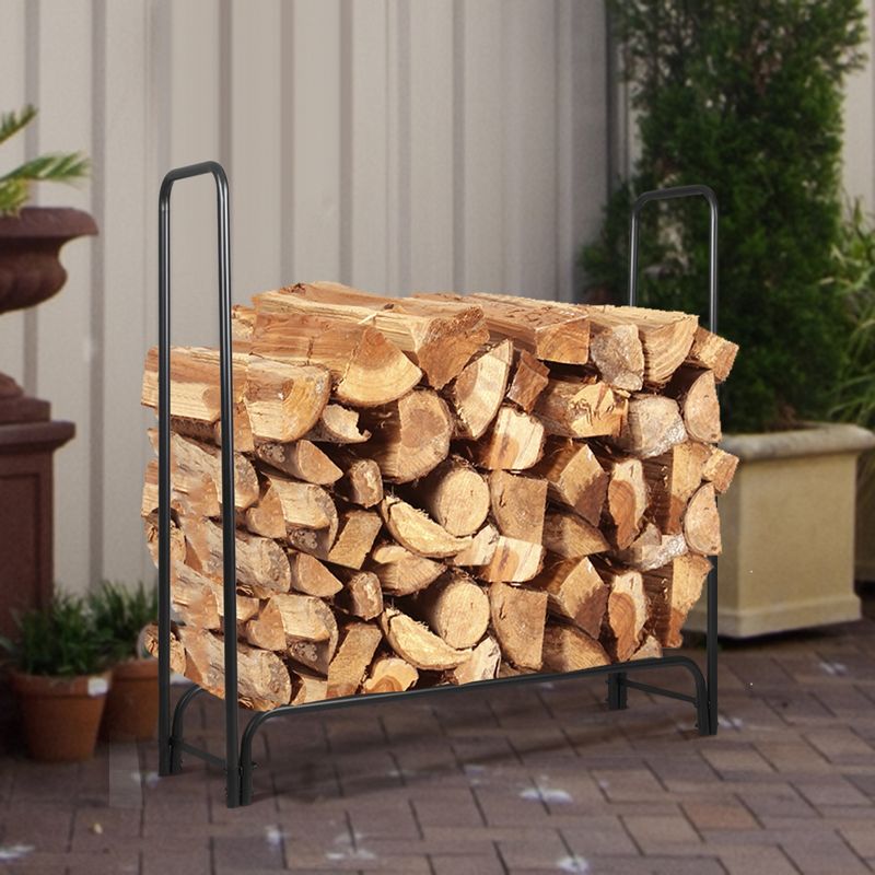 Tangkula Outdoor Firewood Log Rack Metal Lumber Piles Storage Holder, 2 of 6
