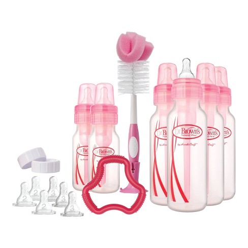 Dr. Brown's Natural Flow Anti-Colic Baby Bottle Gift Set with Teether & Bottle Brush - Pink - 20ct - image 1 of 4