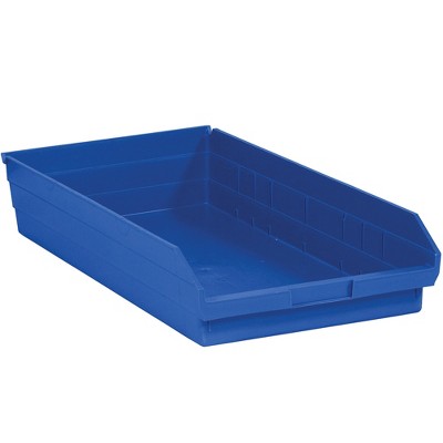 Box Partners Plastic Shelf Bin Boxes 23 5/8" x 11 1/8" x 4" Blue 6/Case BINPS124B