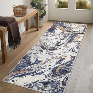 Faux Wool  Modern Abstract Machine Washable Area Rug Non Slip Soft Floor Carpet Low Pile Rug Foldable Nursery Rug for Bedroom - 1 of 4
