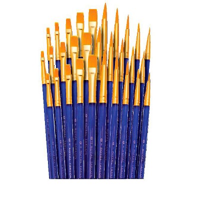 Royal Brush Gold Taklon Brushes, set of 30