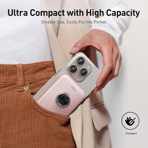 iWalk 10000 mAh Magnetic Portable Charger with Ring Stand Power Bank Wireless Slim LED Display Battery Pack For iPhone 15/14/13/12 - 1 of 4