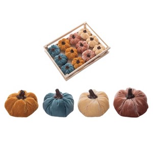 Transpac Fabric 11.02 in. Multicolor Harvest Pumpkins In Crate Set of 12 - 1 of 2