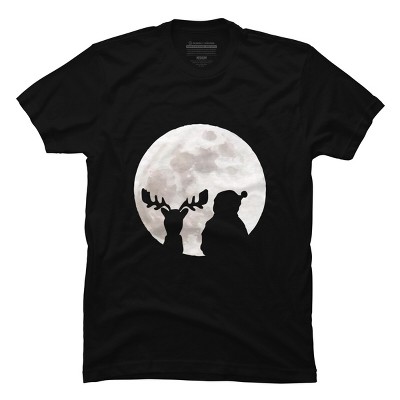 Men's Design By Humans Christmas moon By lithegraphic T-Shirt