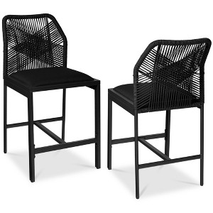 Best Choice Products Set of 2 Indoor Outdoor Counter Height Barstools w/ All-Weather Rope & Aluminum - 1 of 4