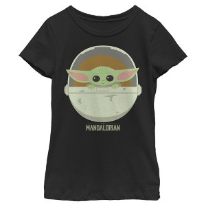 Girl's Star Wars The Mandalorian The Child Cartoon Art Bassinet T-Shirt - 1 of 4