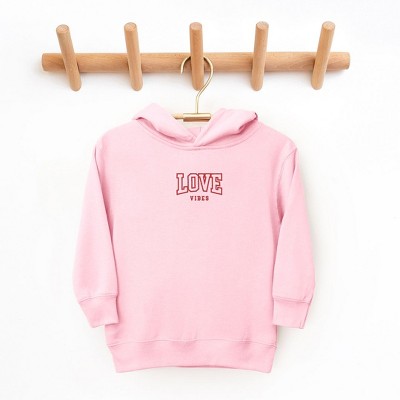 The Juniper Shop Embroidered Varsity Love Vibes Toddler Graphic Hoodie