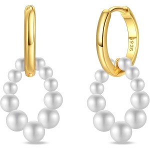 14K Gold Plated Sterling Silver Butterfly Pearl Drop Earrings, Hypoallergenic Dainty Elegant Jewelry with Gift Box (6mm) - 1 of 4