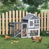 Outdoor Wooden Chicken Coop, 2 Story Rabbit Hutch with Pull-Out Tray & Non-slip Ramp, Guinea Pig Cage, Chicken Coop for Small-Medium Animals - 2 of 4