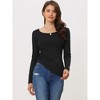 Allegra K Women's Drawstring Ruched Round Neck Long Sleeve Irregular Hem Basic T-shirt - 2 of 4