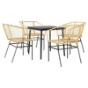 vidaXL 3 Piece Patio Dining Set - Brown Poly Rattan, Tempered Glass Tabletop - Perfect for Outdoor Garden/Patio Use - 3 of 4