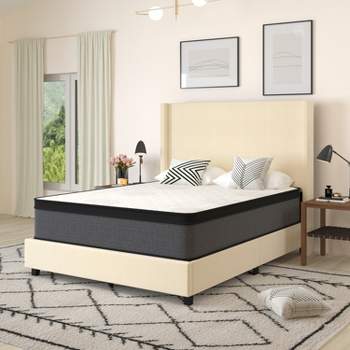 Merrick Lane Full Size 13" Euro Top Mattress in a Box with Hybrid Pocket Spring and Foam Design for Supportive Pressure Relief