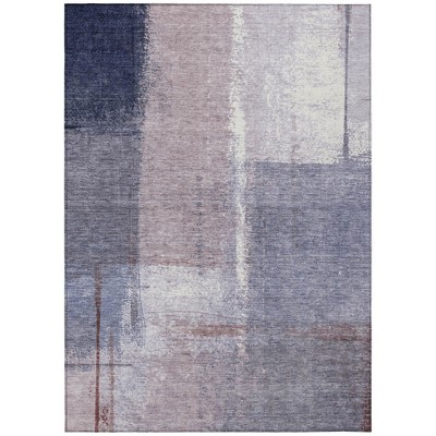 Lavender And Ivory Abstract Washable Indoor Outdoor Area Rug