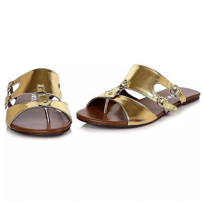 Ellie Shoes Gold Flat Gladiator Male Costume Sandal  | Small 8-9