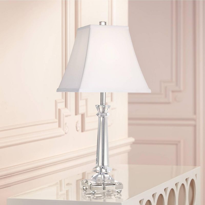 Vienna Full Spectrum Traditional Table Lamp 25" High Crystal Glass Column White Square Bell Shade for Living Room Family Bedroom Bedside, 2 of 10