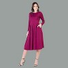 24seven Comfort Apparel Womens Long Sleeve Midi Length Fit N Flare Pocket Dress - 3 of 4