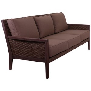 Courtyard Casual Buena Vista II Sofa Stained Eucalyptus Wood KD  Sunbrella Fabric - 1 of 4