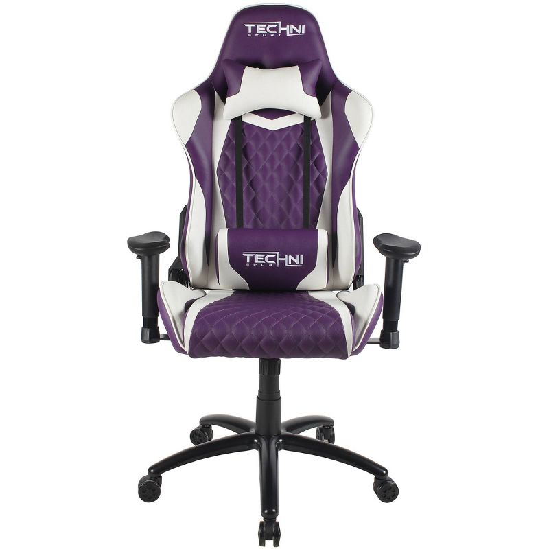 Ergonomic High Back Racer Style Video Gaming Chair Purple/White - Techni Sport, 3 of 14