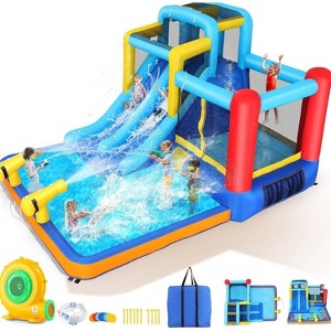 HOMDOX 146"×114"×79" Water Slide Bounce House for Kids Ages 3-12, Inflatable Water Park with 2 Slides, Jumping Area, Climbing Wall & Water Cannons - 1 of 4