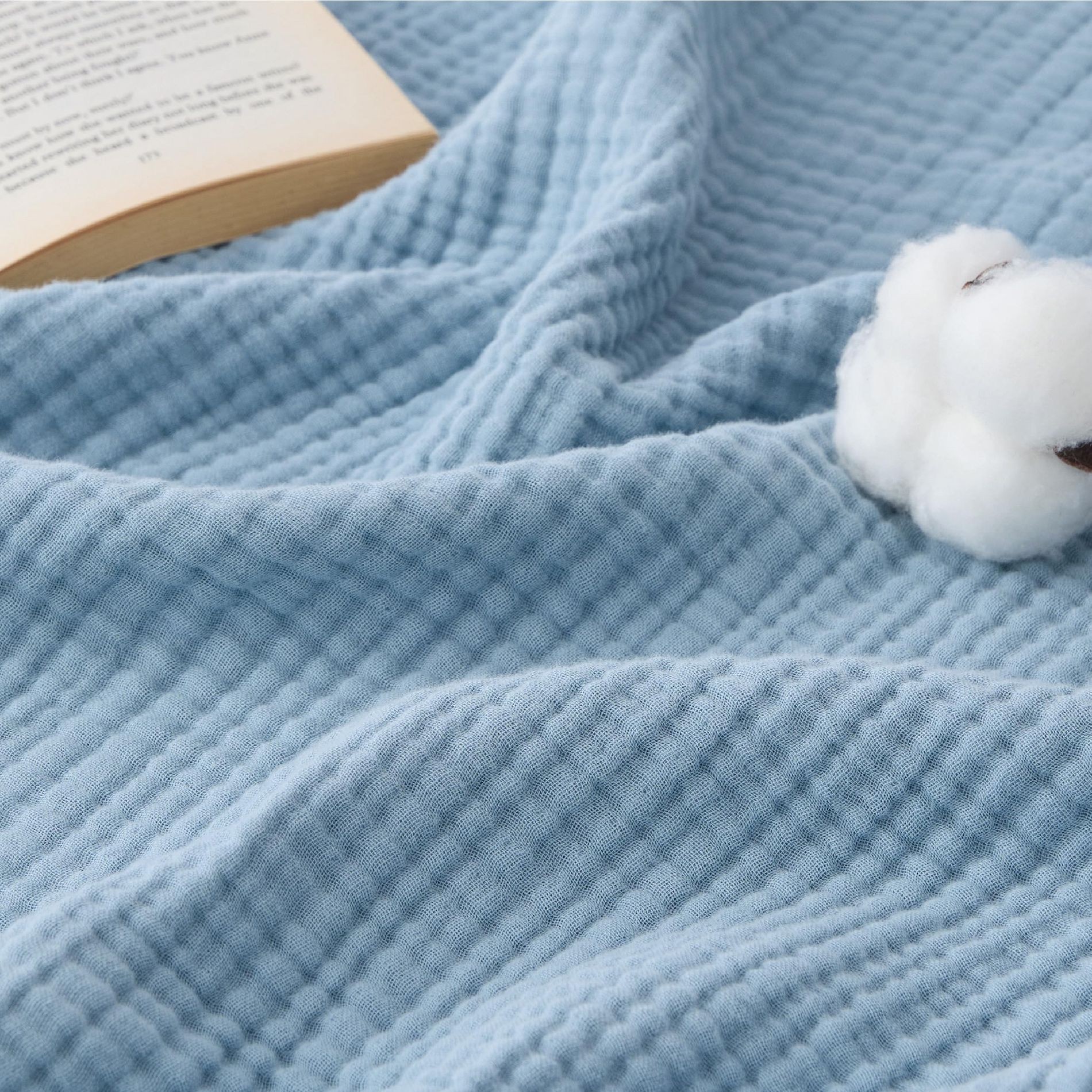 Bedsure 100% Cotton Muslin Blanket - 4-Layer Breathable and Lightweight Thin Soft Summer Gauze Muslin Blanket for Adults