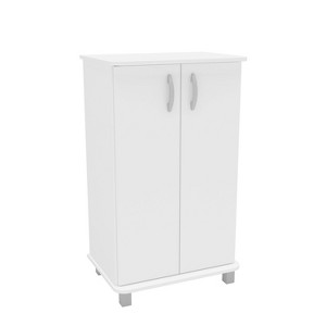Michigan 2 Door Storage Cabinet White - Polifurniture: Laminated Engineered Wood, 5 Fixed Shelves, Modern Accent Furniture - 1 of 4