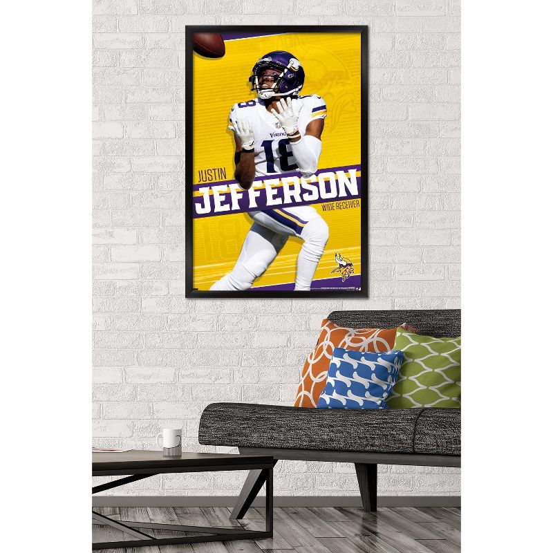 Trends International NFL Minnesota Vikings - Justin Jefferson 22 Framed Wall Poster Prints, 2 of 7
