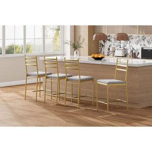 Bar Stools Set of 4, Faux Leather Bar Chair with Back, Thick Cushion, Upholstered Counter Height Bar Stools - 1 of 4
