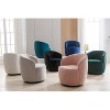 Black Teddy Fabric Swivel Armchair Bucket Chair with Black Powder Coating - 3 of 4
