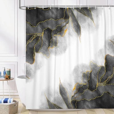 LunaLulinlk Black and Gold Marble Shower Curtain