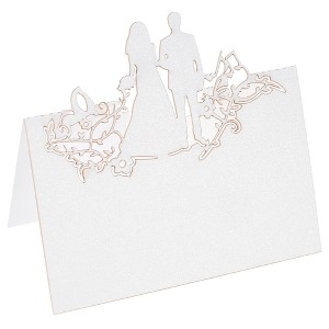 Unique Bargains Hollow People Cut Design Favor Decor Table Name Place Cards 50 Pcs - 1 of 4