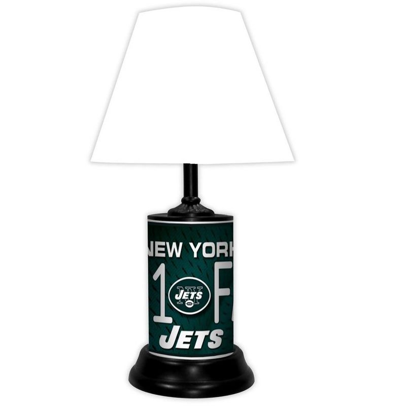 NFL 18-inch Desk/Table Lamp with Shade, #1 Fan with Team Logo, New York Jets, 1 of 4